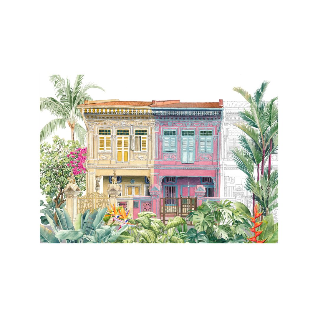 Peranakan Shophouses Art Print