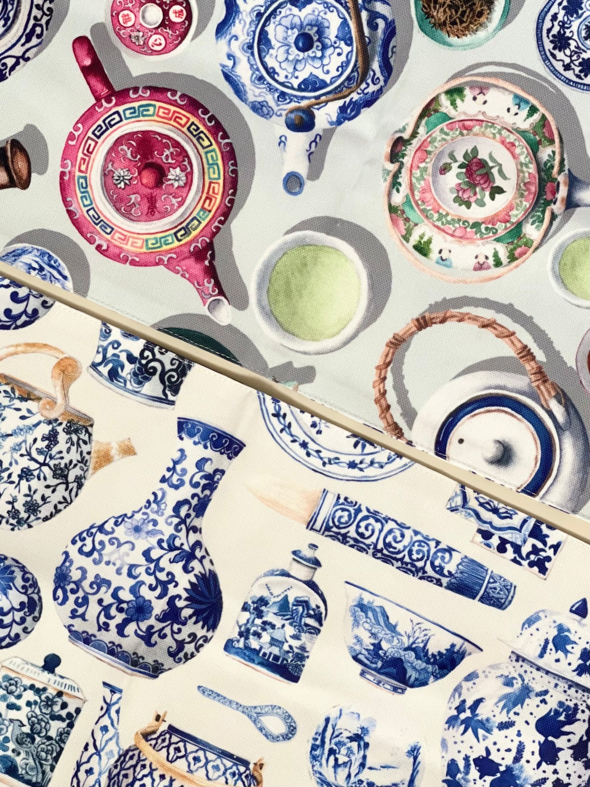 Chinese Porcelain on Shelves Tea Towel