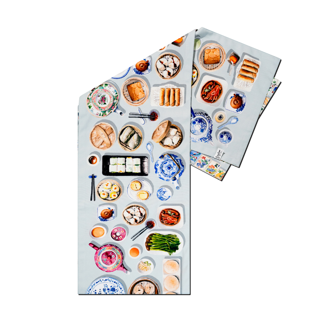 Chinese Dim Sum & Mahjong Table Runner (Double Sided)