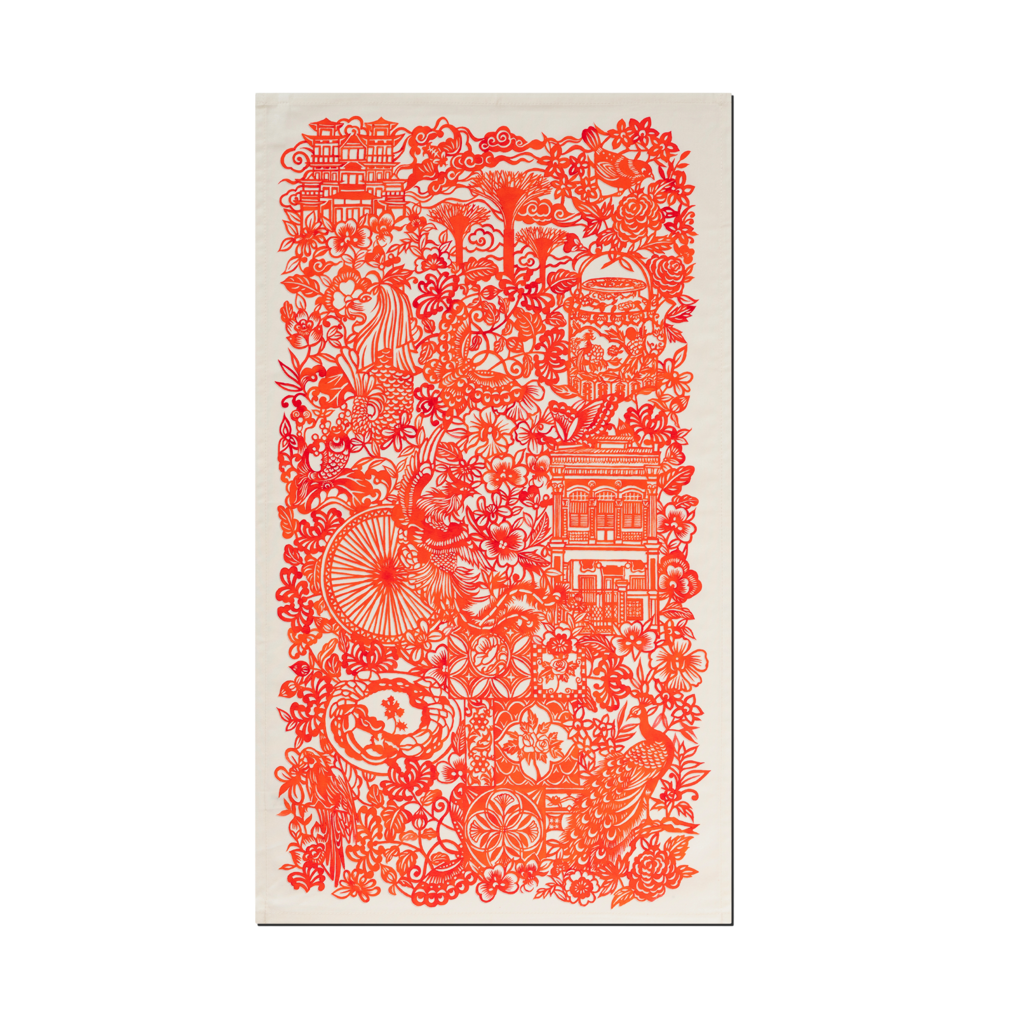 Singapore Paper Cut Tea Towel