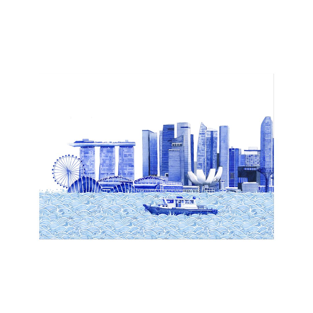 Singapore Skyline Art Print Set