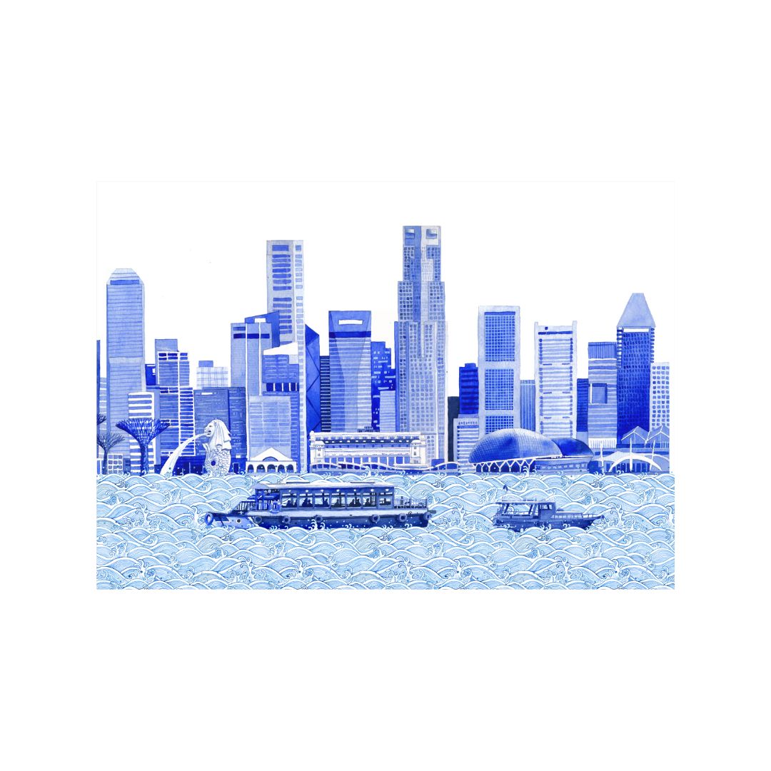 Singapore Skyline Art Print Set