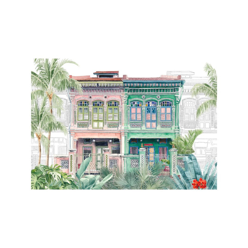 Peranakan Shophouses Art Print