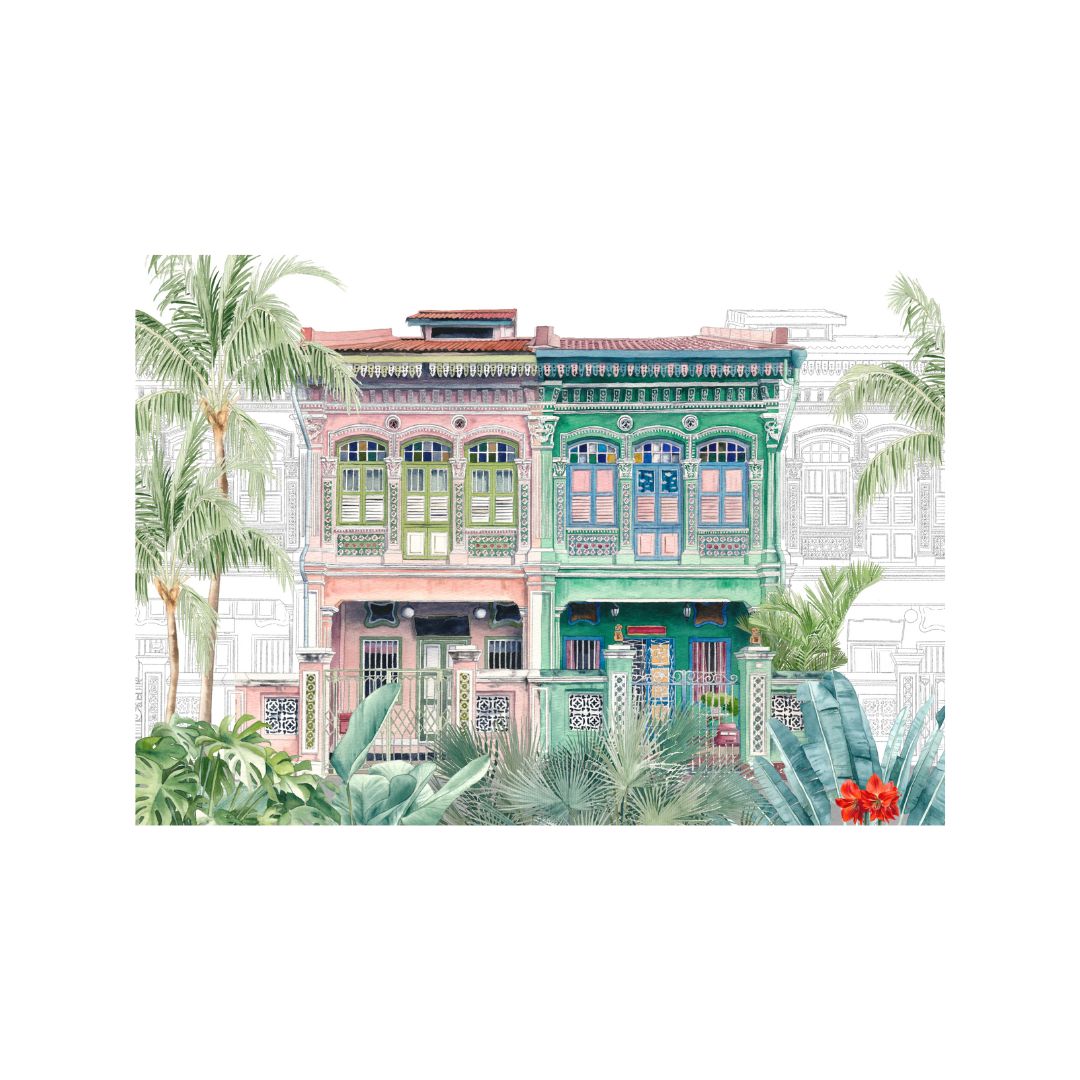 Peranakan Shophouses Art Print