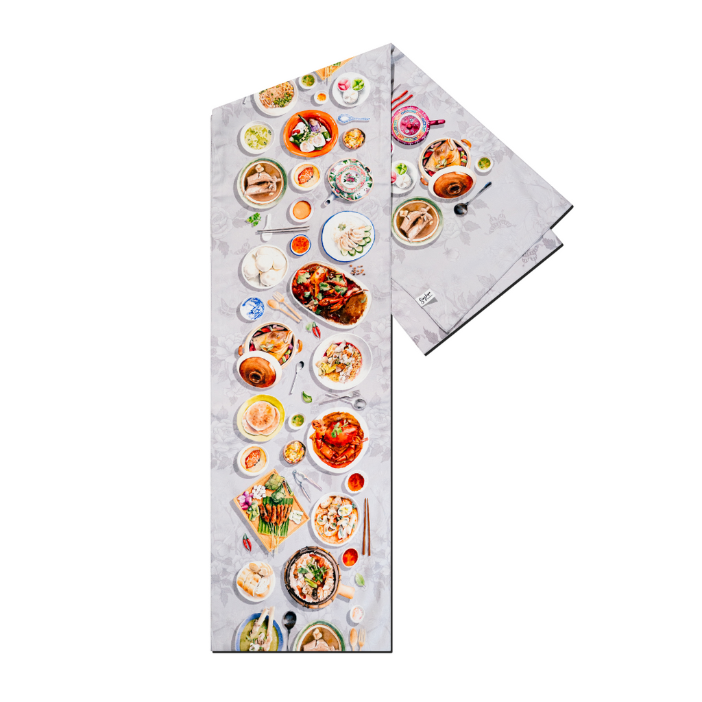 Singapore Hawker Food Table Runner (Double Sided)