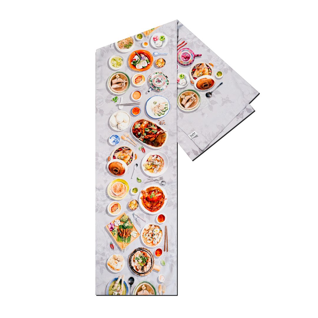 Singapore Hawker Food Table Runner (Double Sided)
