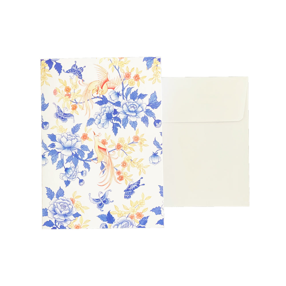 Bird & Butterfly with White Frame Greeting Card