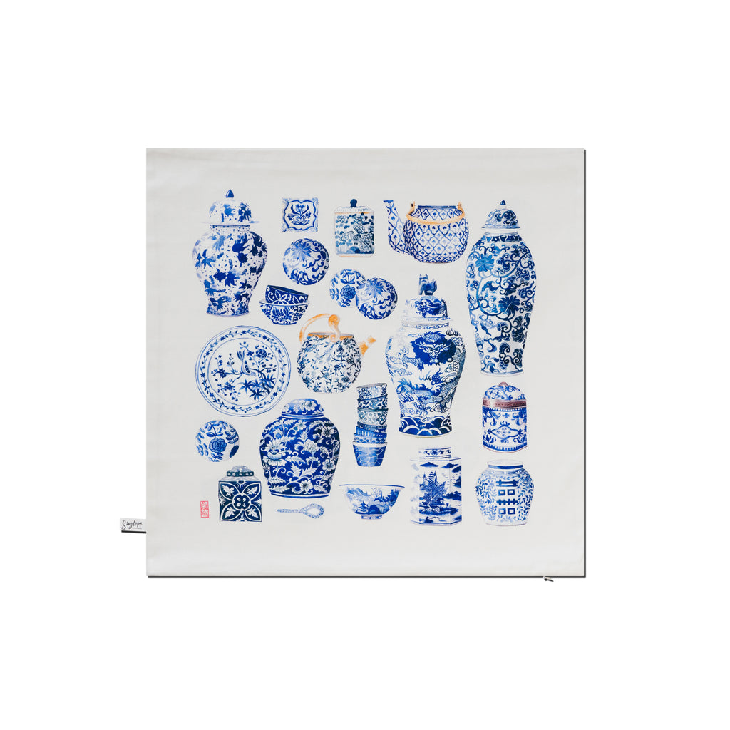 Blue Porcelain Cushion Cover