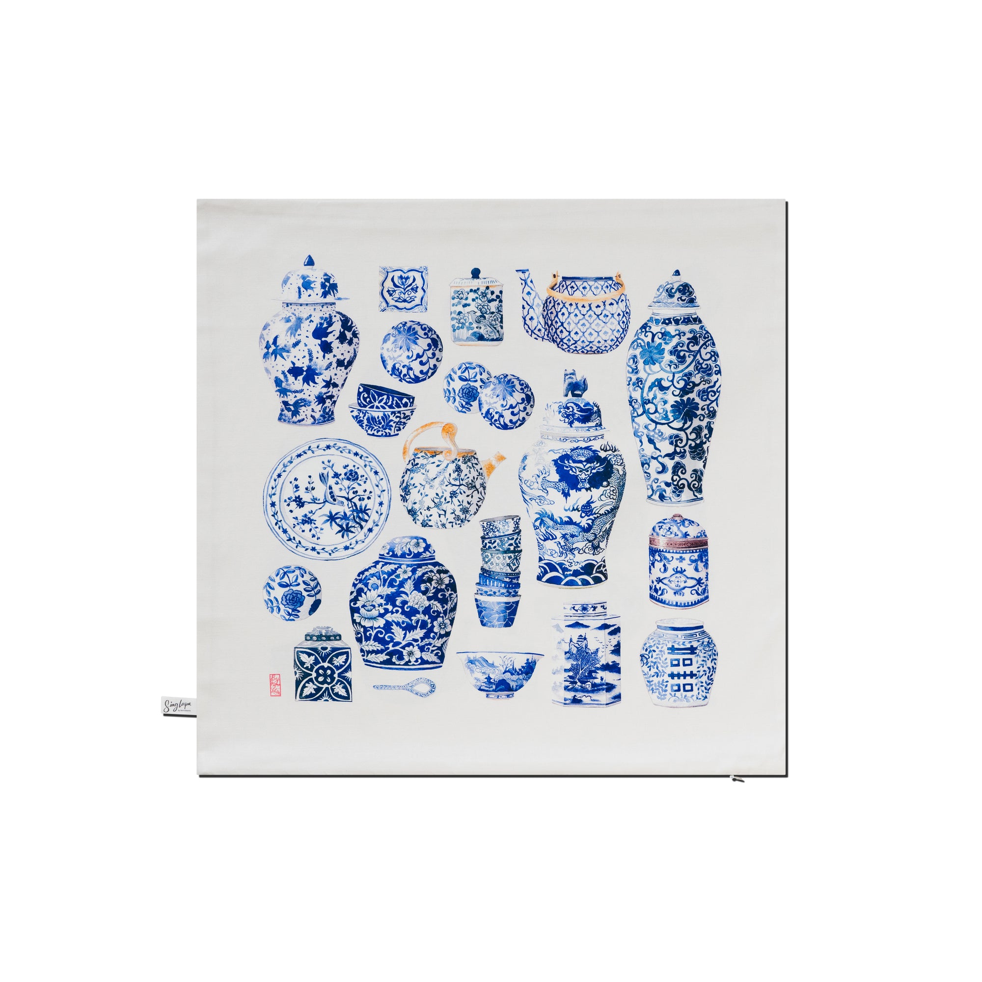 Blue Porcelain Cushion Cover