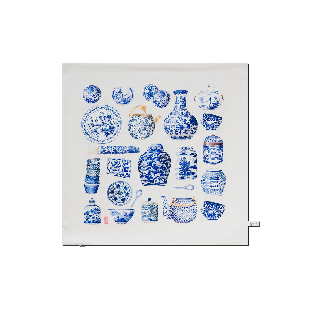 Blue Porcelain Cushion Cover