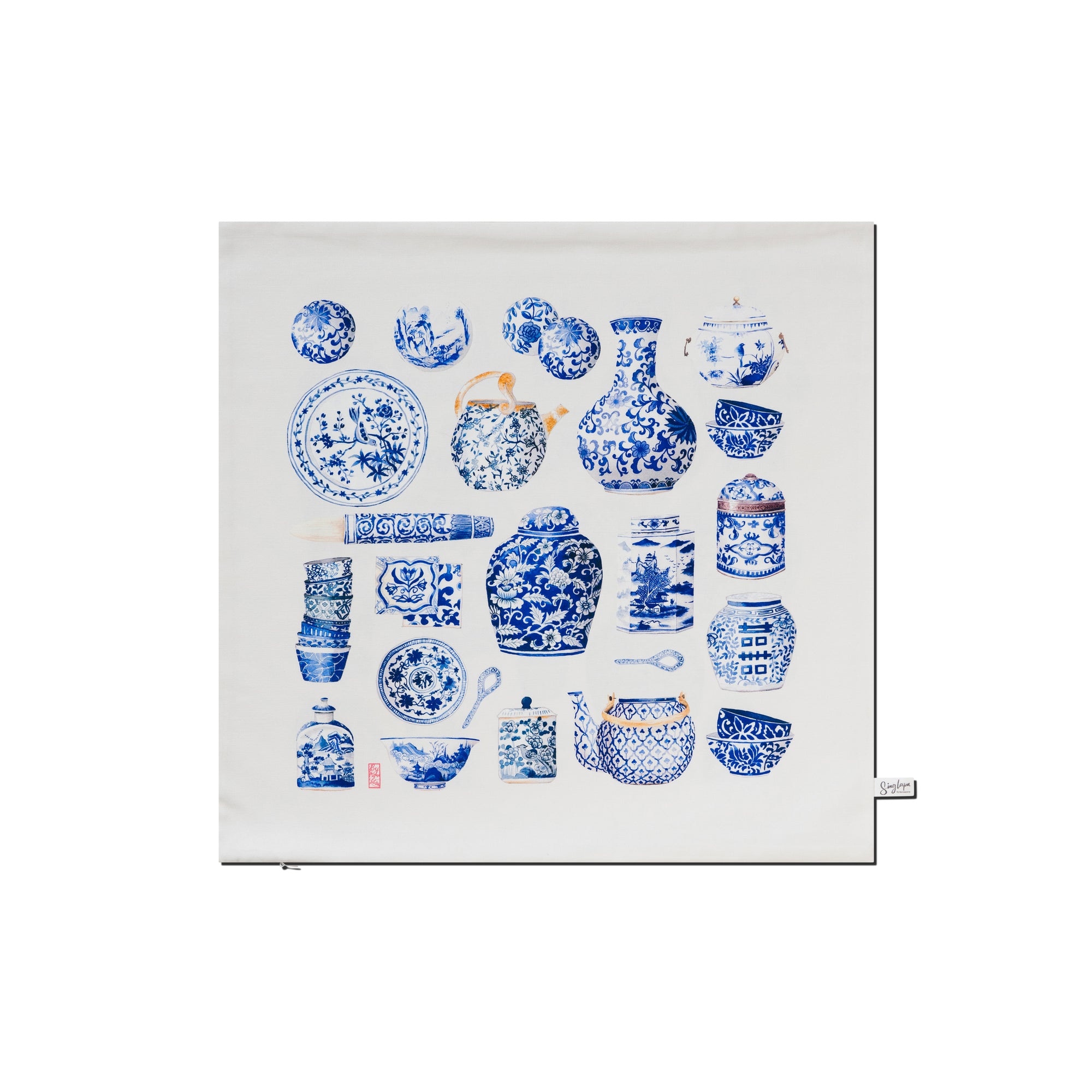 Blue Porcelain Cushion Cover