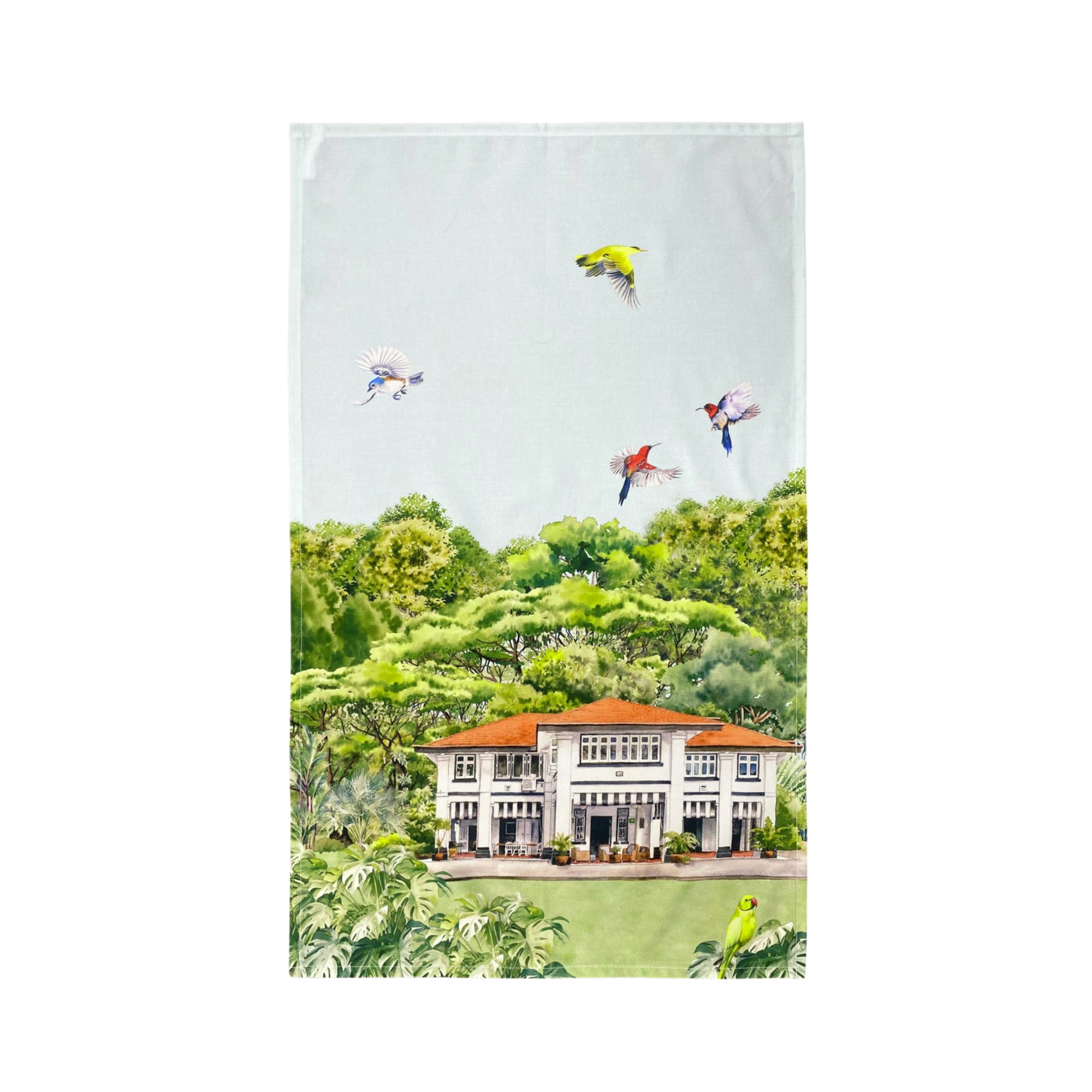 Colonial Black and White House Tea Towel