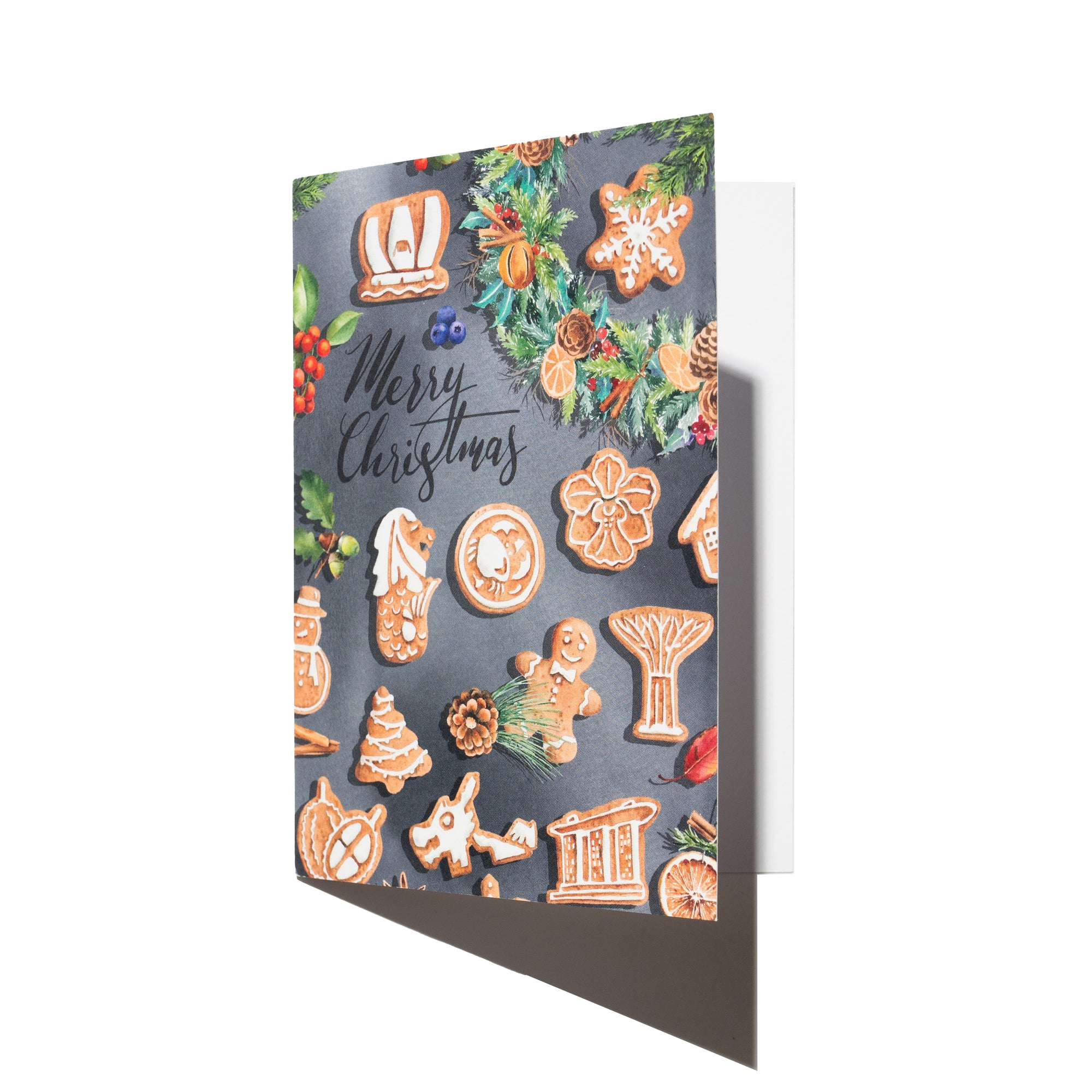 Gingerbread Man Christmas Card (Grey)