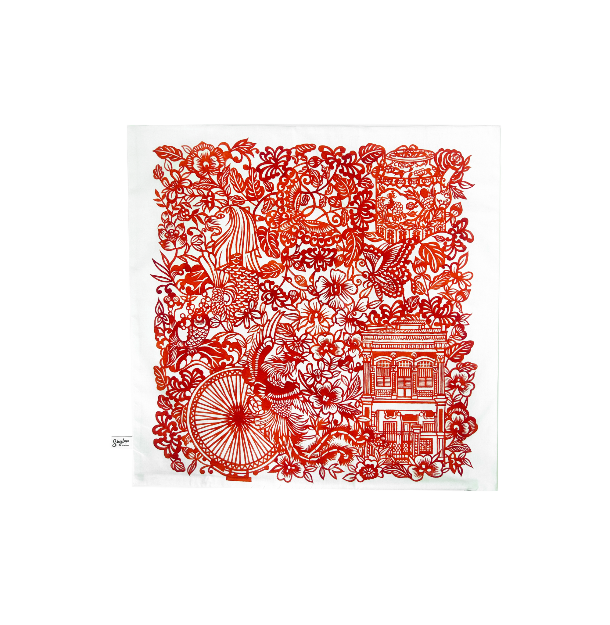 Singapore Paper Cut Cushion Cover
