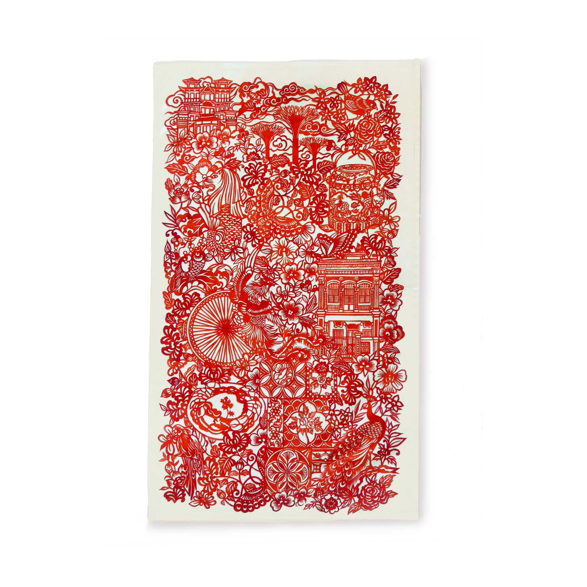 Singapore Paper Cut Tea Towel