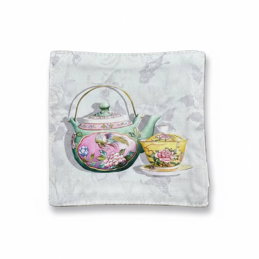 Fabric Coaster with a floral teapot designs