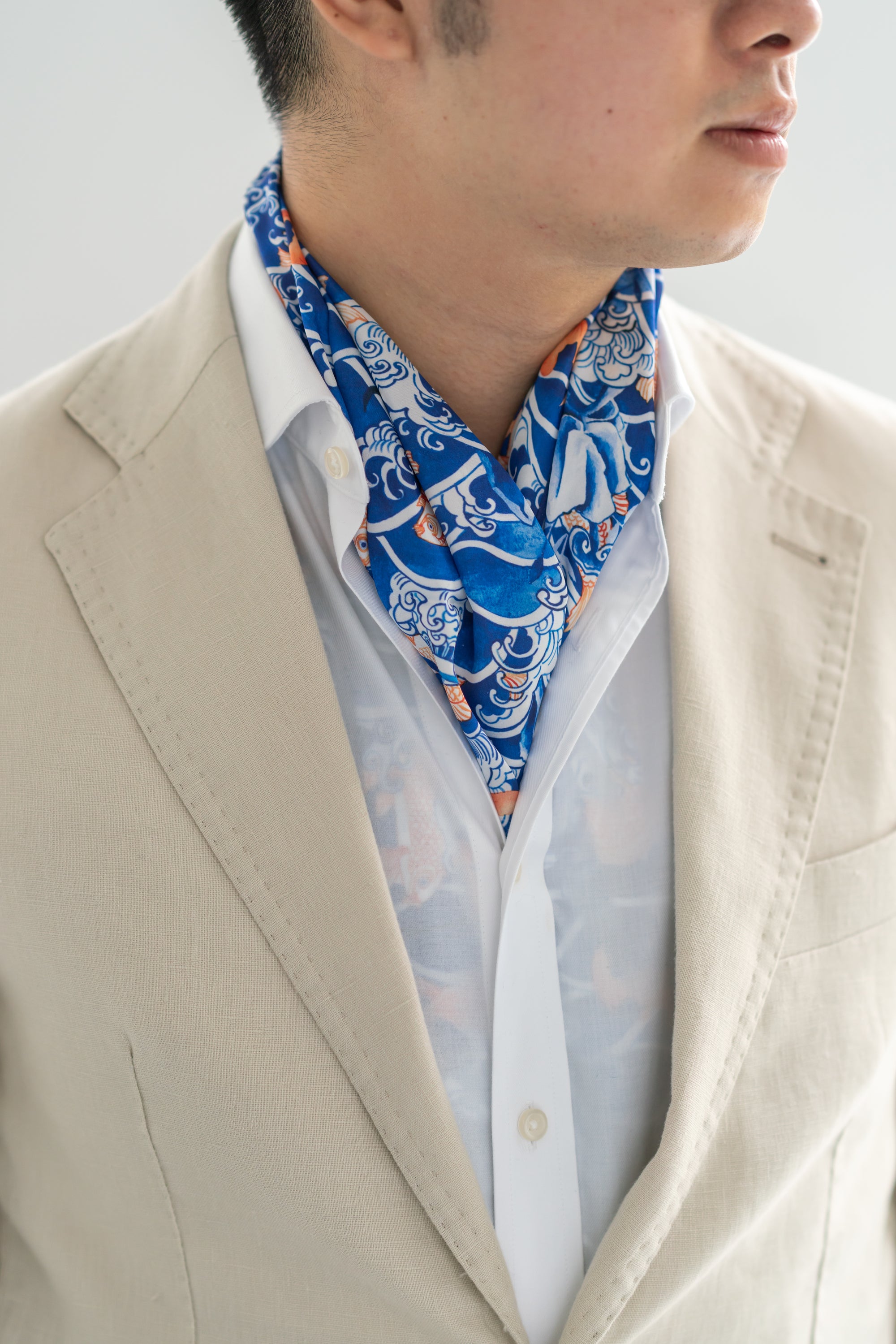 Oriental Wave Silk Scarf