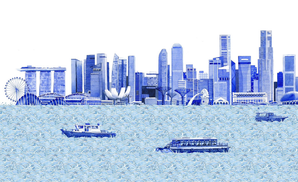 Singapore Skyline Cushion Cover