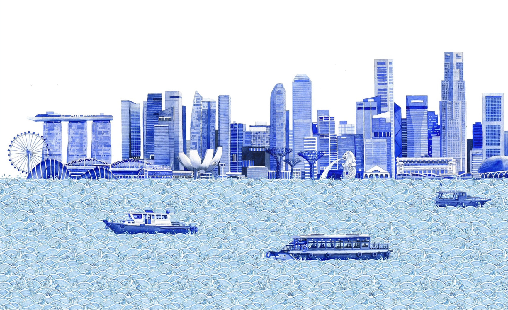Singapore Skyline Cushion Cover