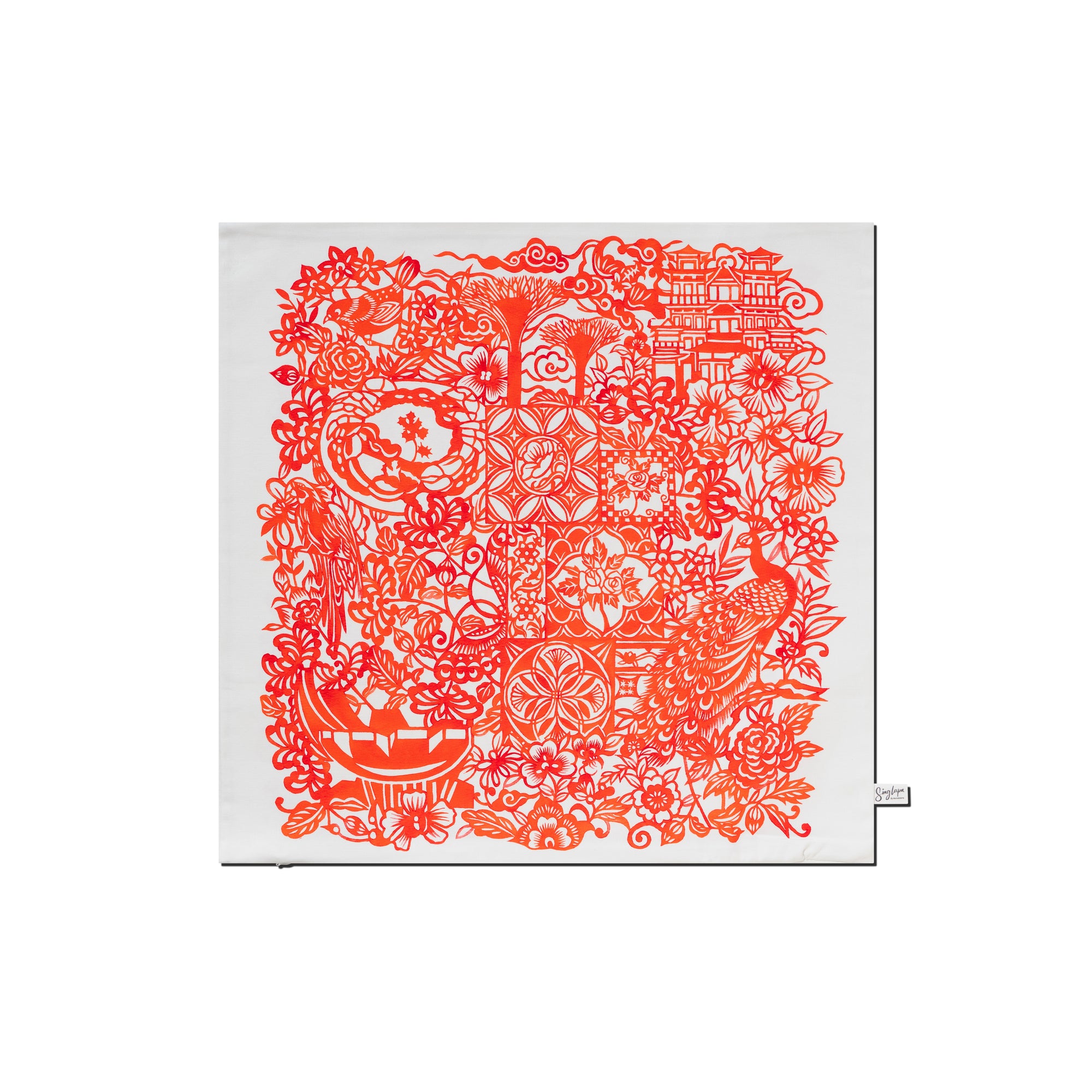 Singapore Paper Cut Cushion Cover