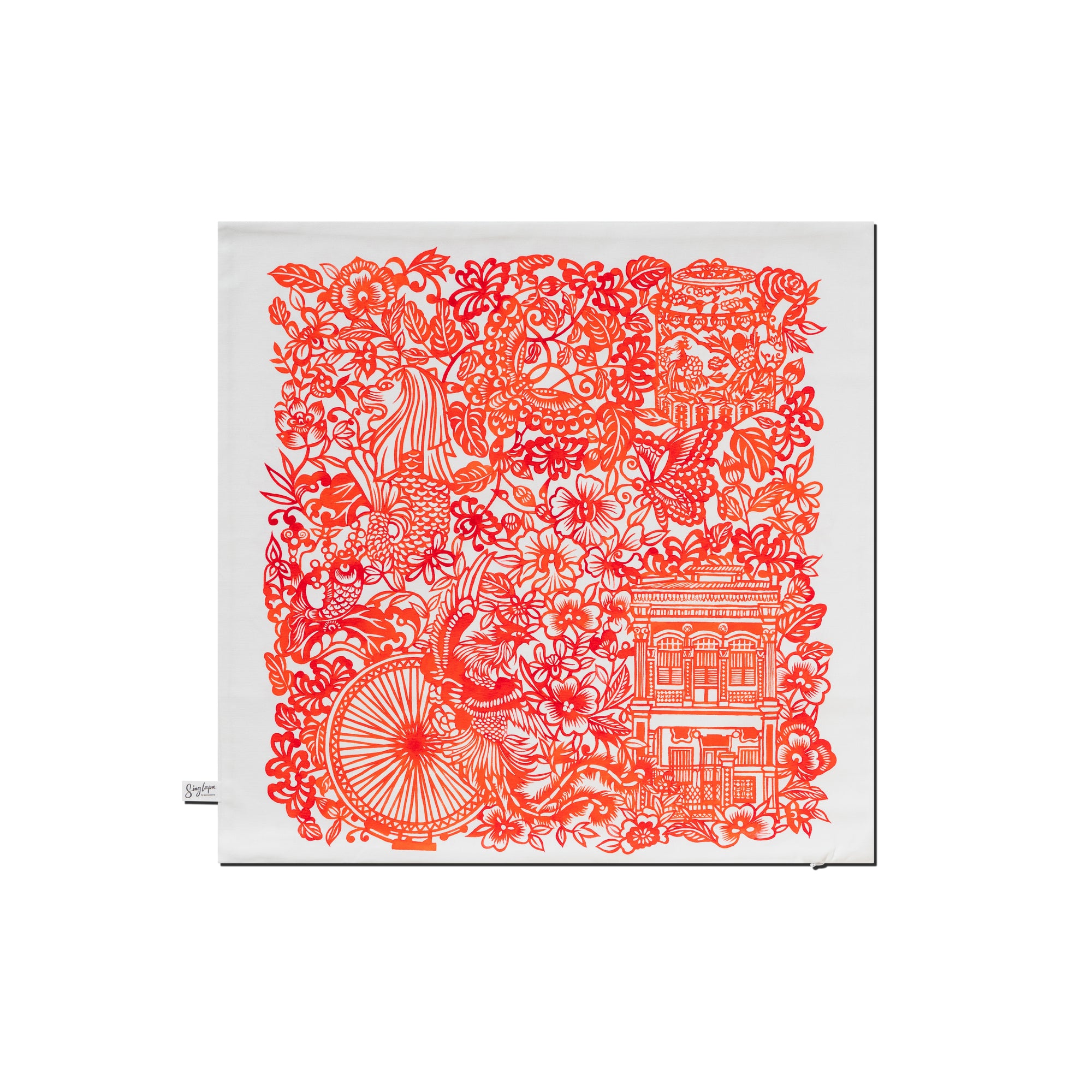Singapore Paper Cut Cushion Cover