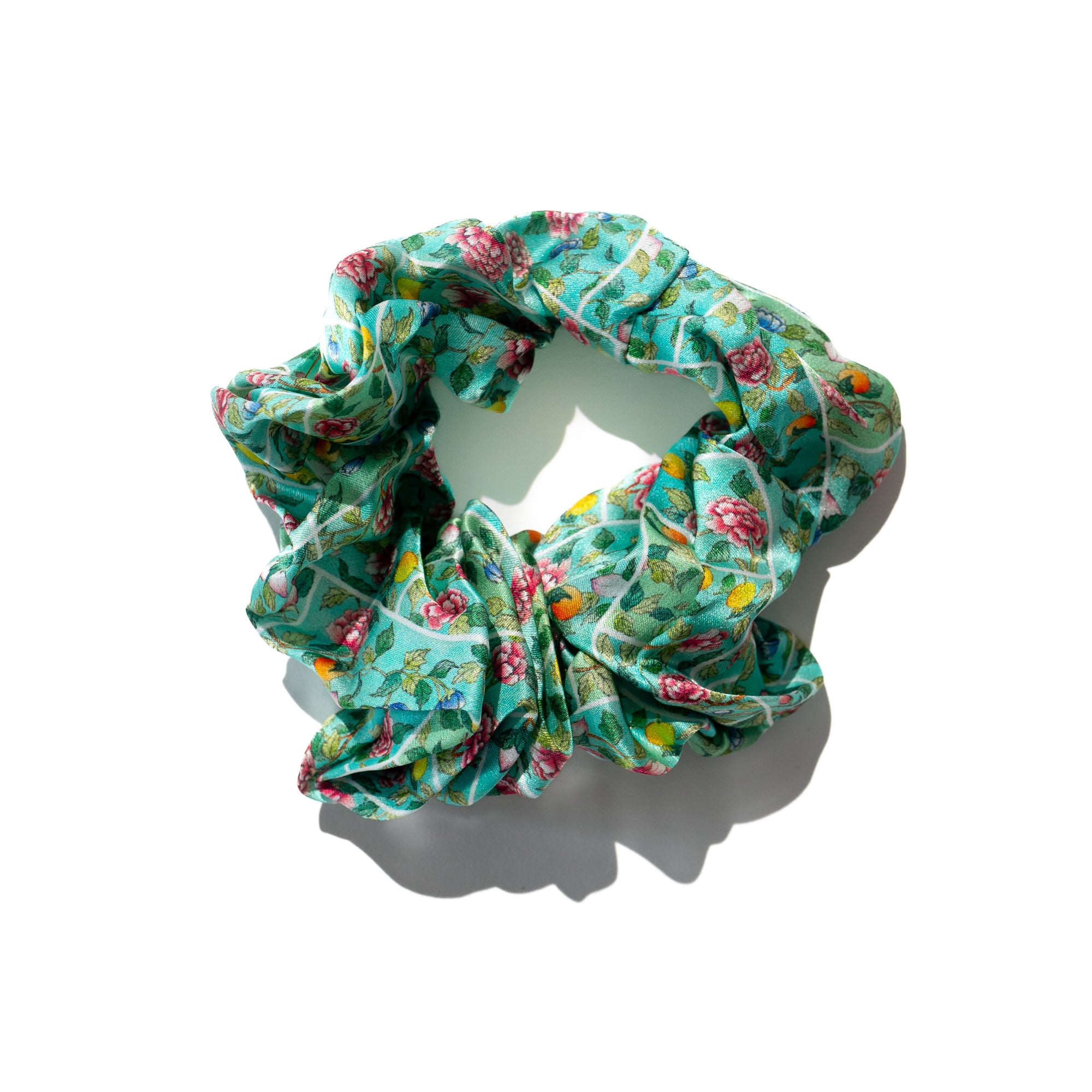 Peony Tiles Silk Scrunchies