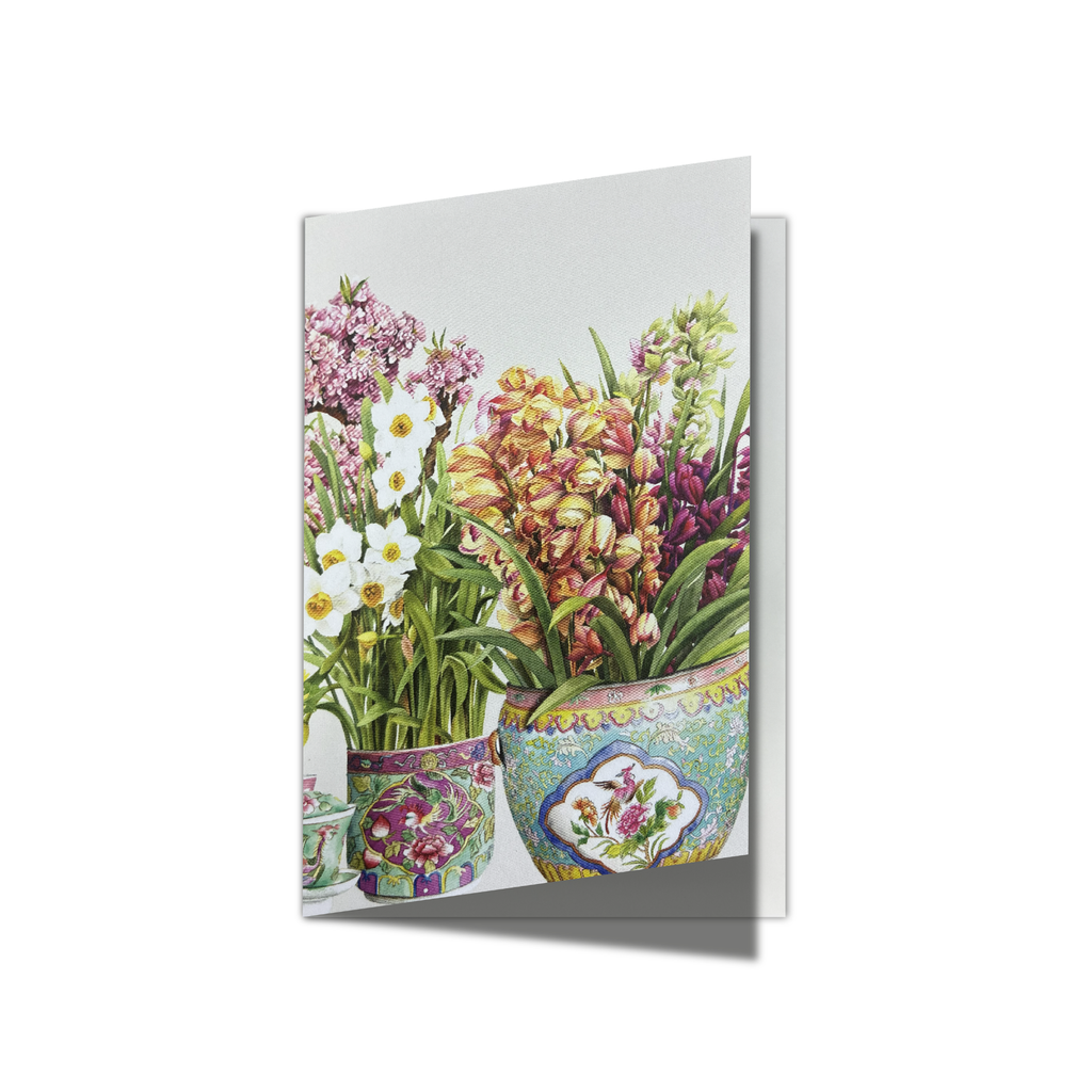 Peranakan Porcelain with Flowers Greeting Card