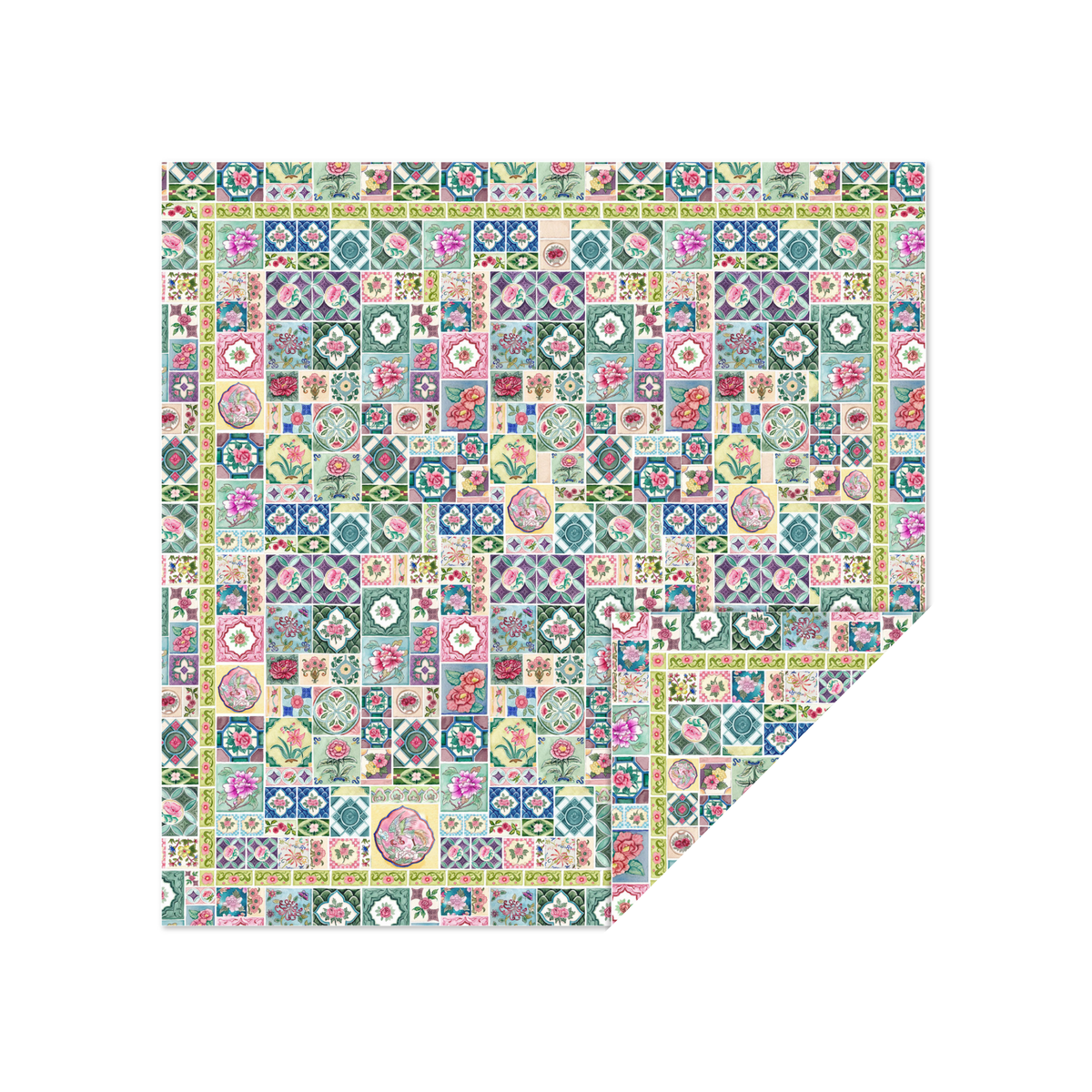 Peranakan Tiles Double-Sided 100% Silk Scarf