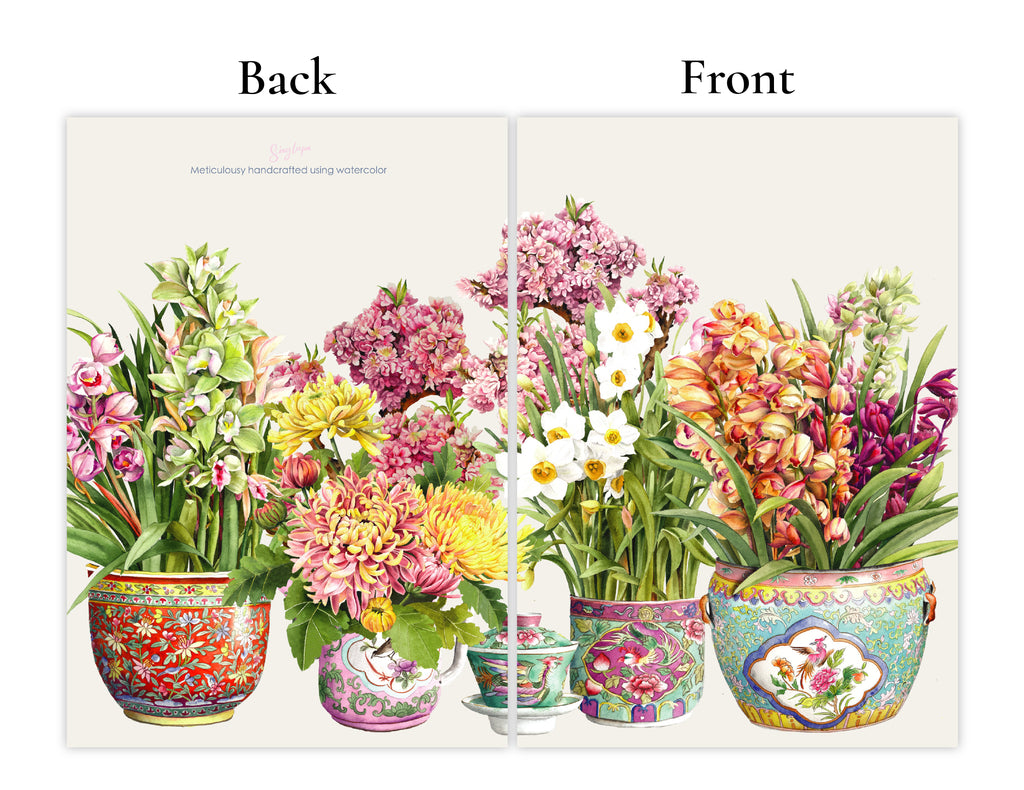 Peranakan Porcelain with Flowers Greeting Card