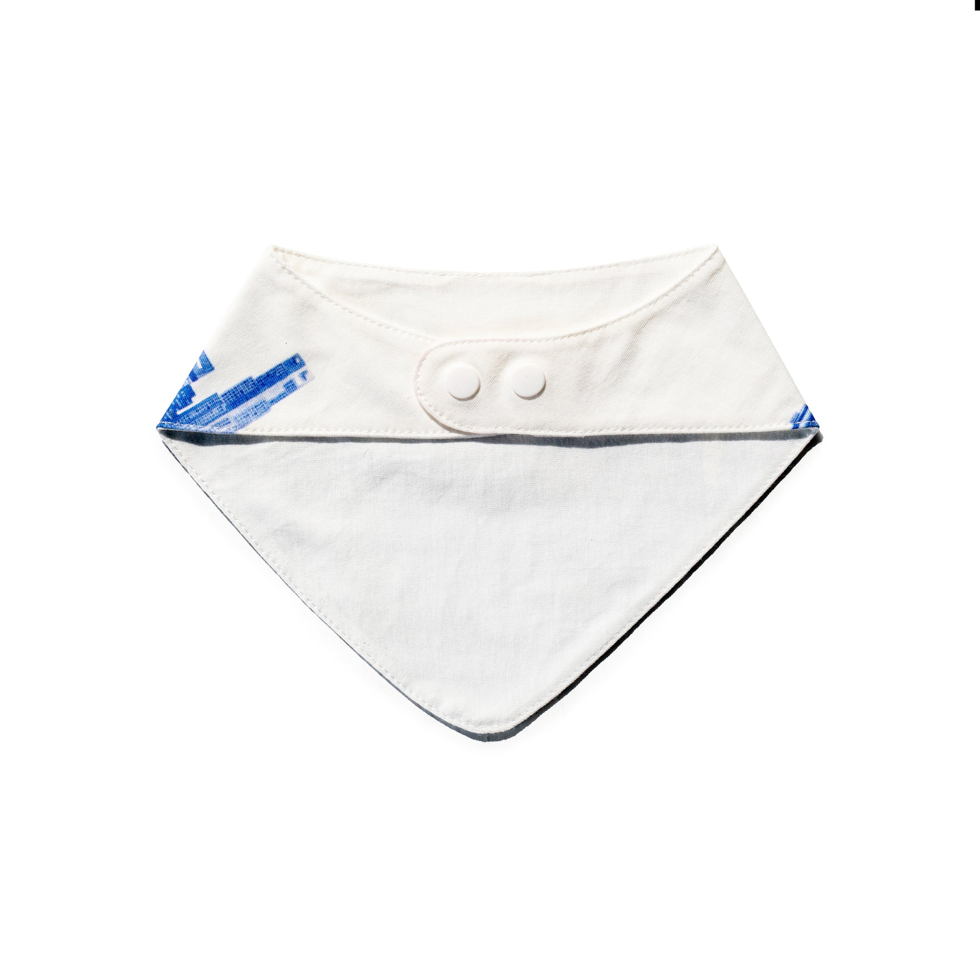 back shot of the white baby bibs with buttons
