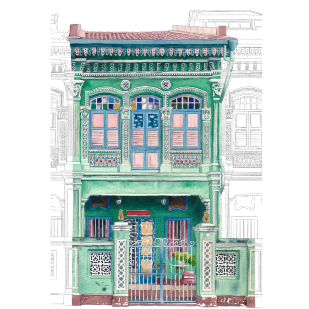Peranakan Shophouses Stencils (A4 Size)