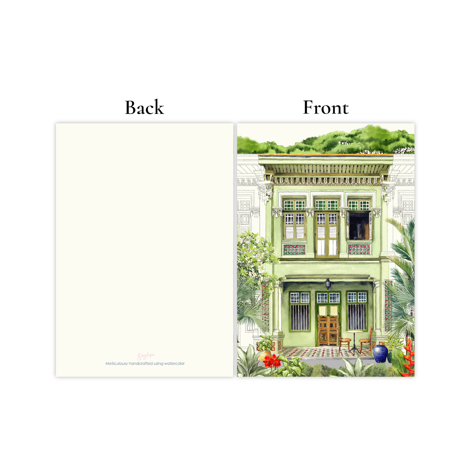 Green Shophouse Greeting Card