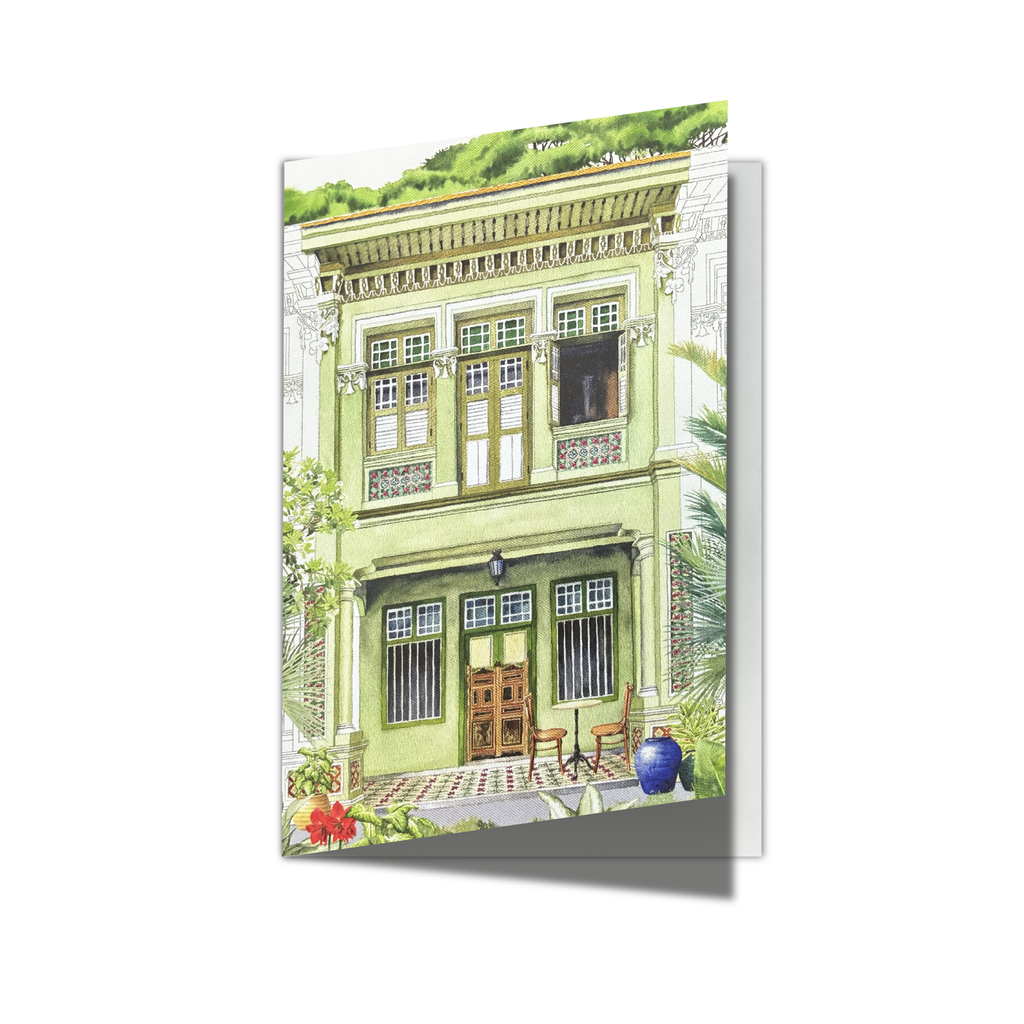 Green Shophouse Greeting Card