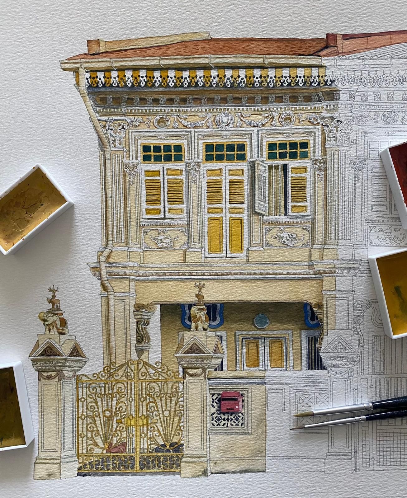Peranakan Shophouses Watercolour Class