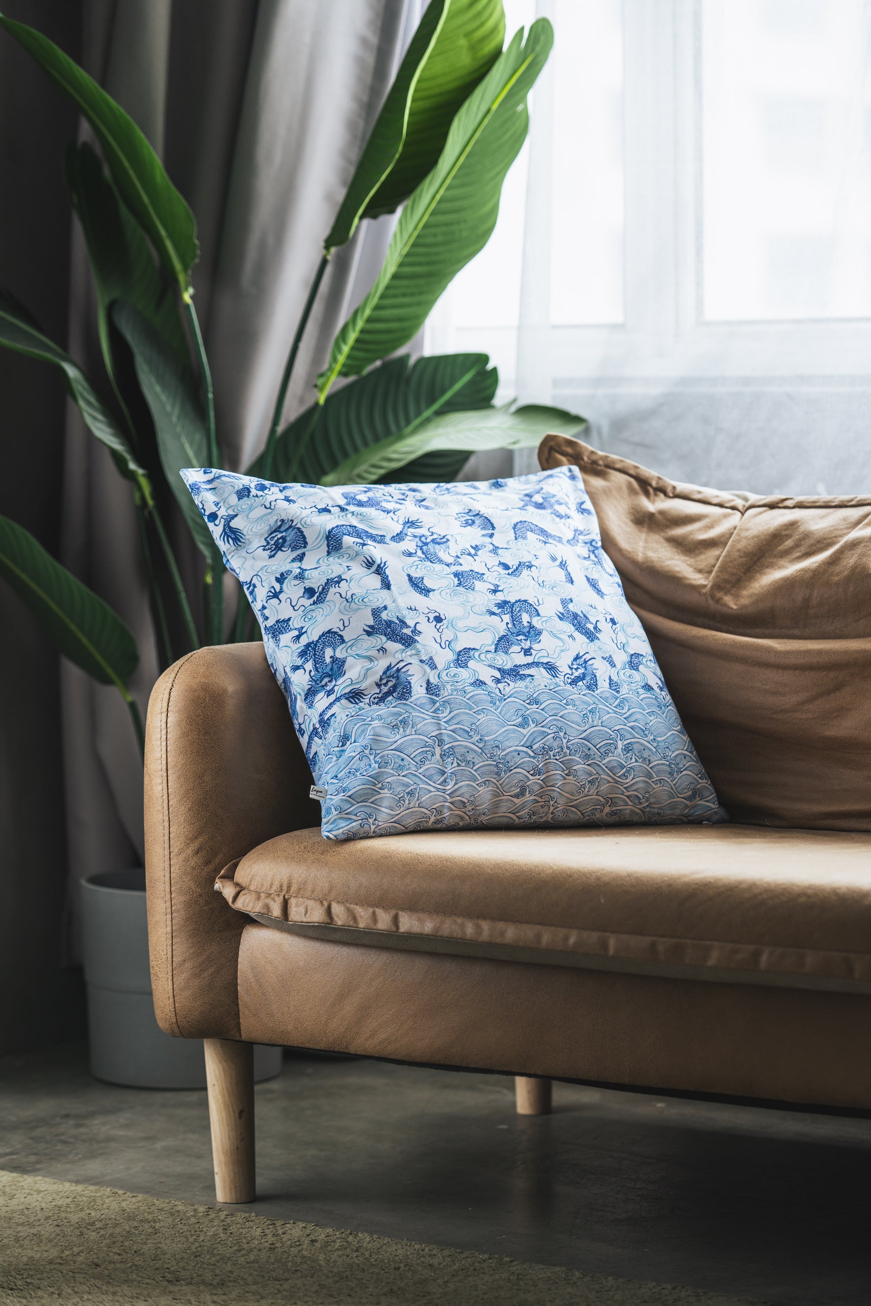 White Dragon Cushion Cover