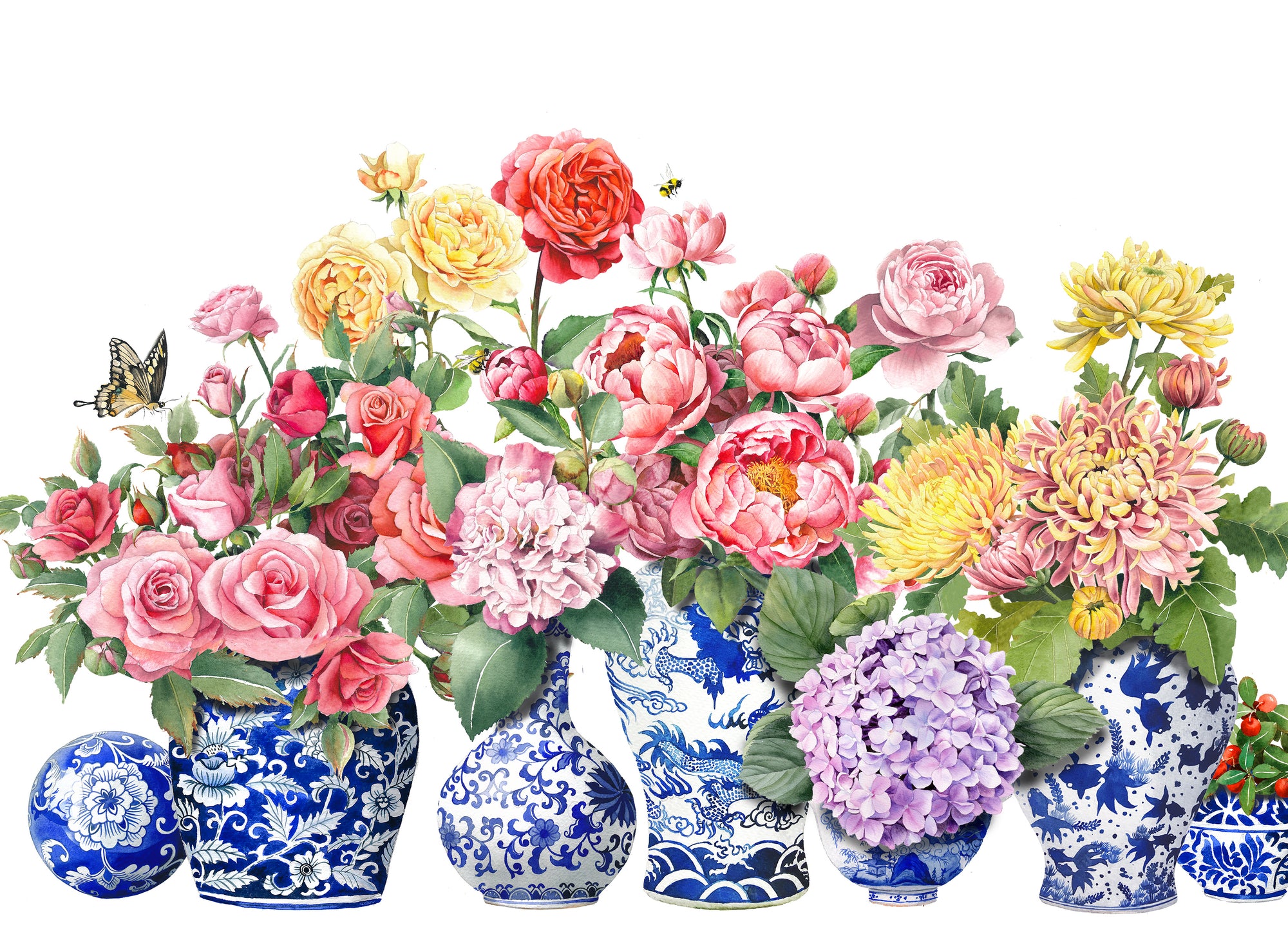 Porcelain & Flower Art Print (Landscape)