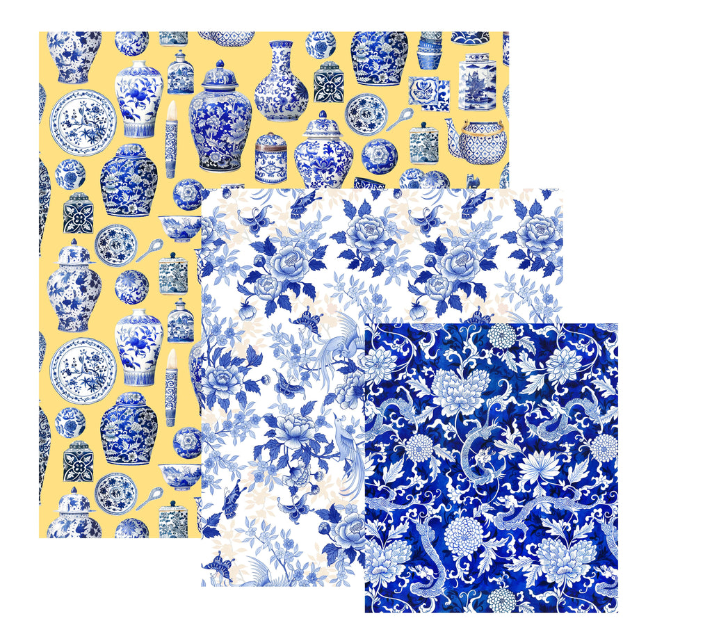 Chinoiserie Blues Beeswax Wrap