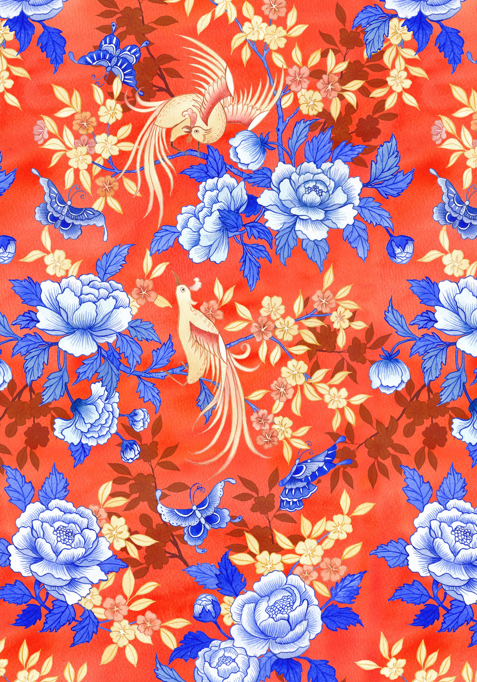 Birds & Butterfly Silk Scrunchies