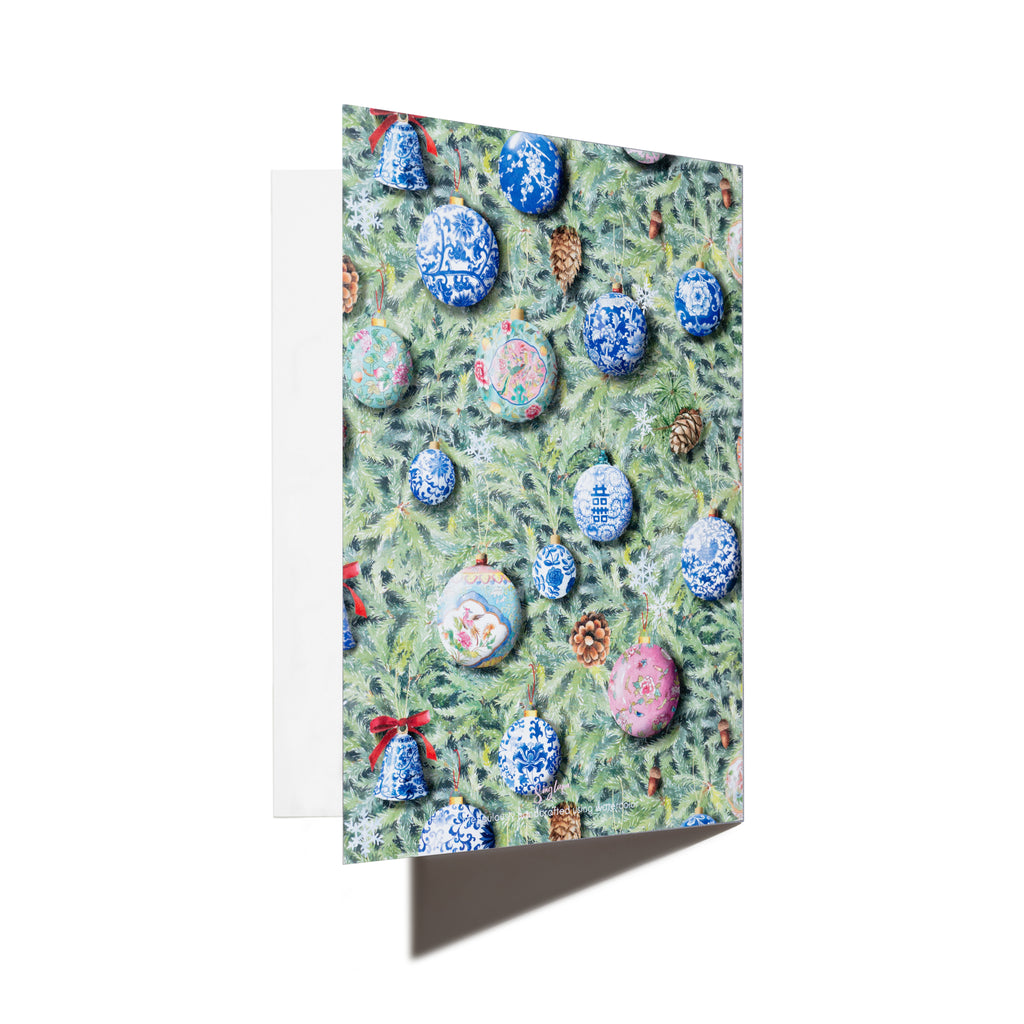 Chinese Porcelain Christmas Ornament Greeting Card
