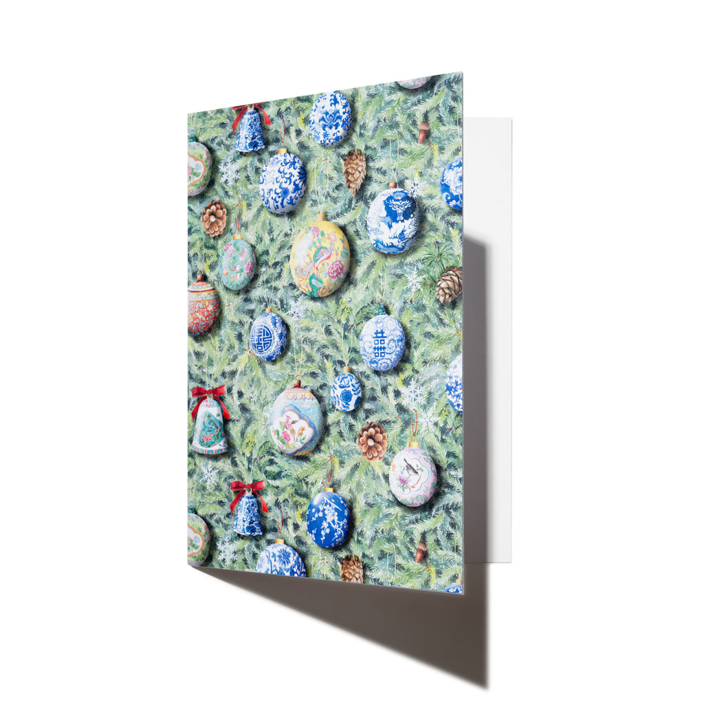Chinese Porcelain Christmas Ornament Greeting Card