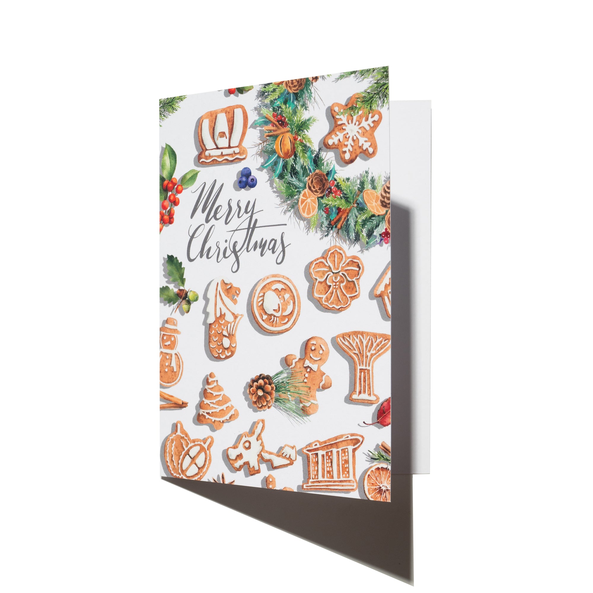 Gingerbread Man Christmas Card (White)