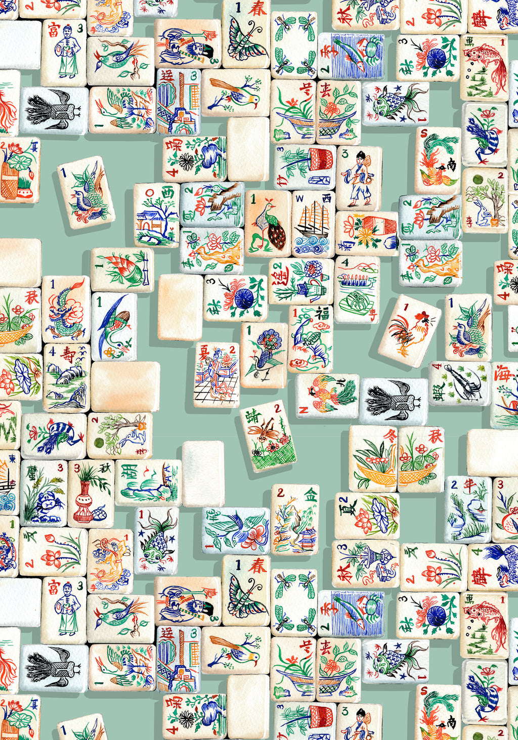 Mahjong Silk Scrunchies