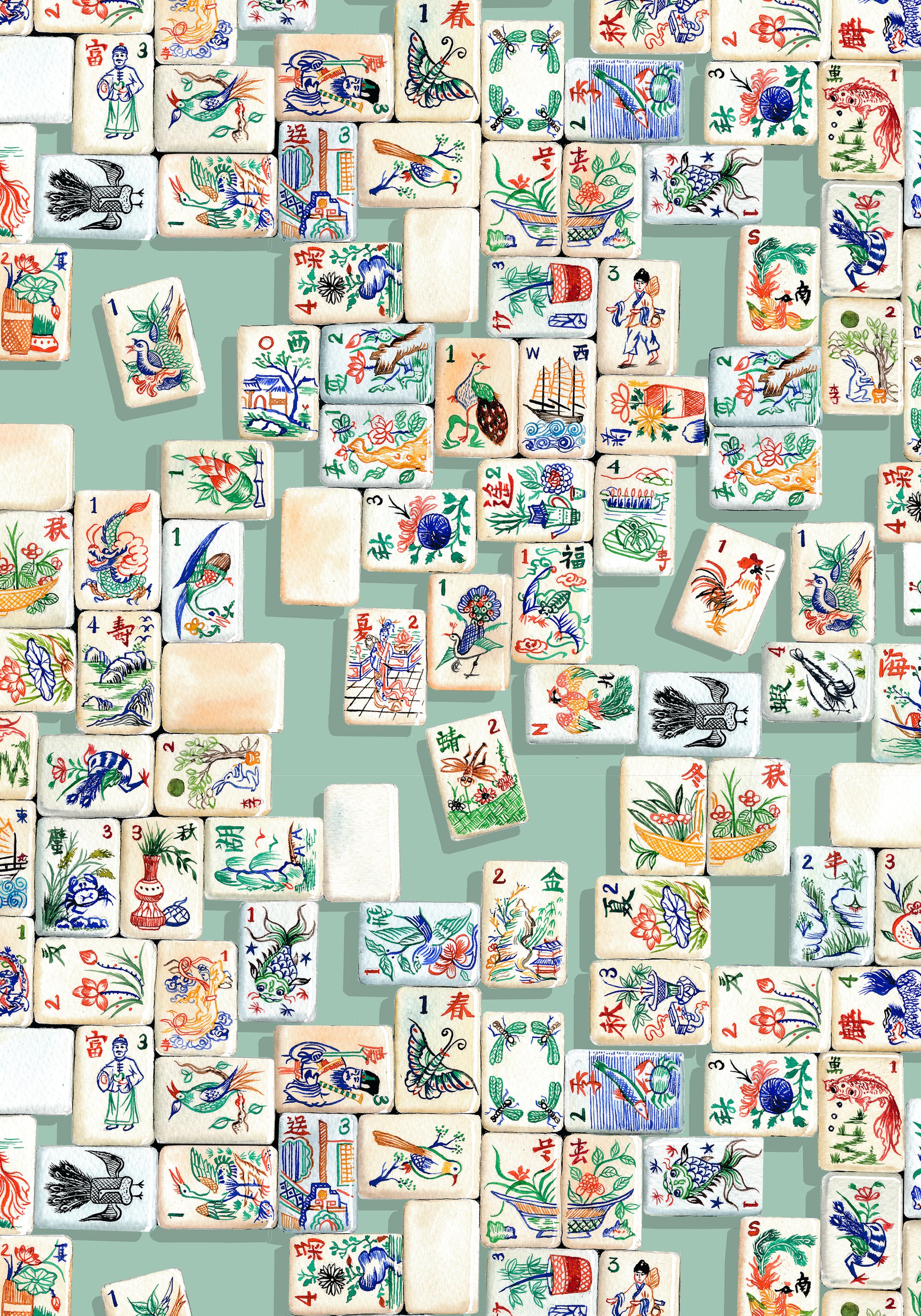 Mahjong Silk Scrunchies