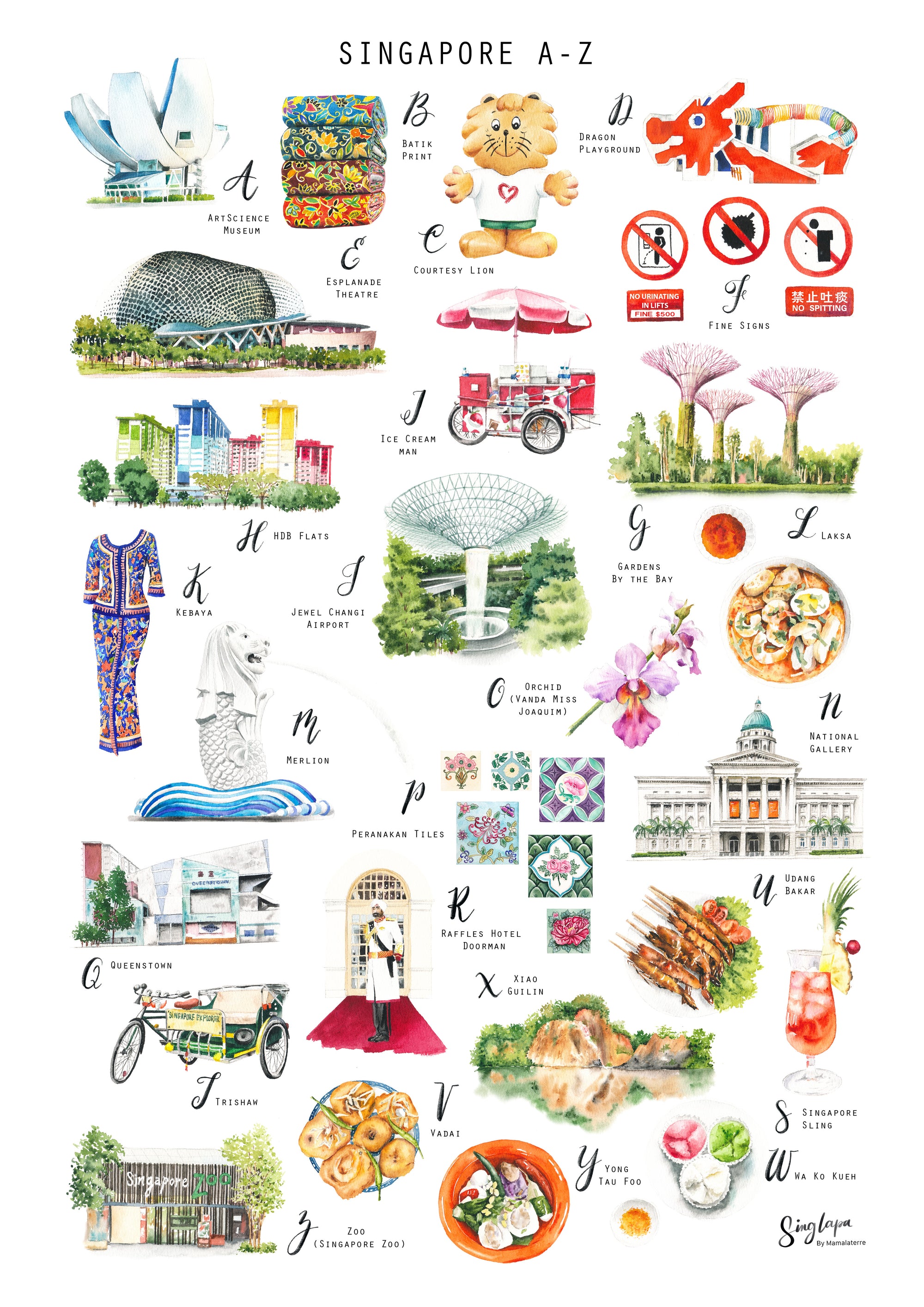 Singapore A-Z Art Print
