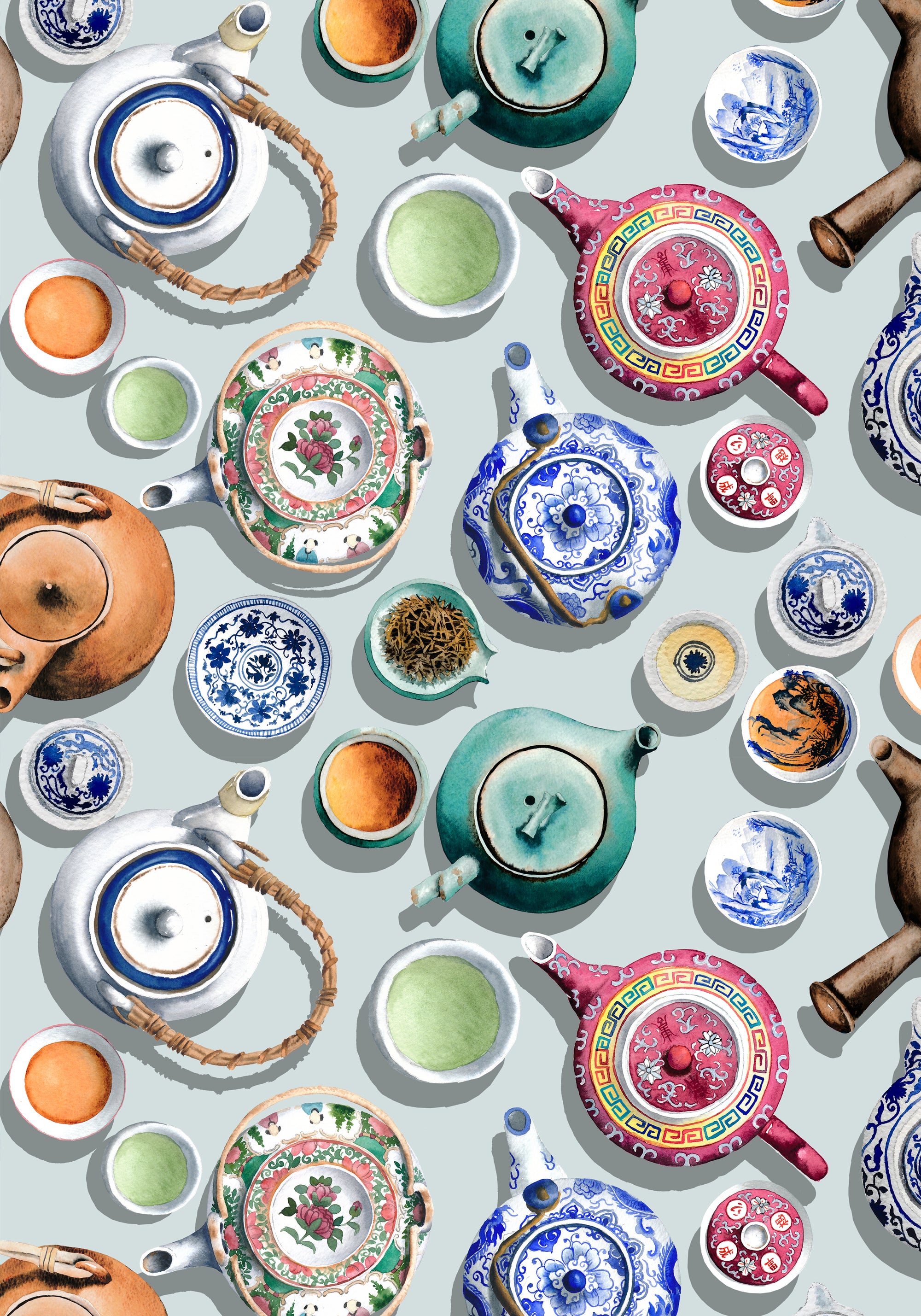 Chinese Teapots Silk Scrunchies