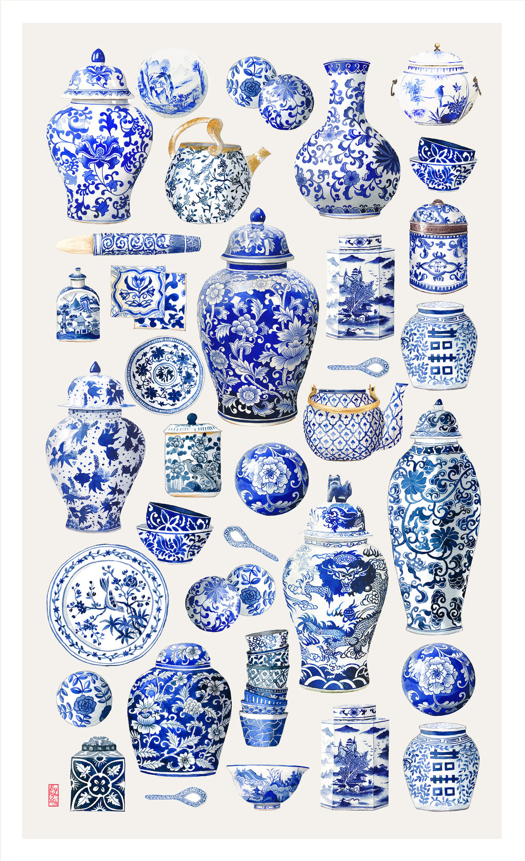 Blue Porcelain Tea Towel