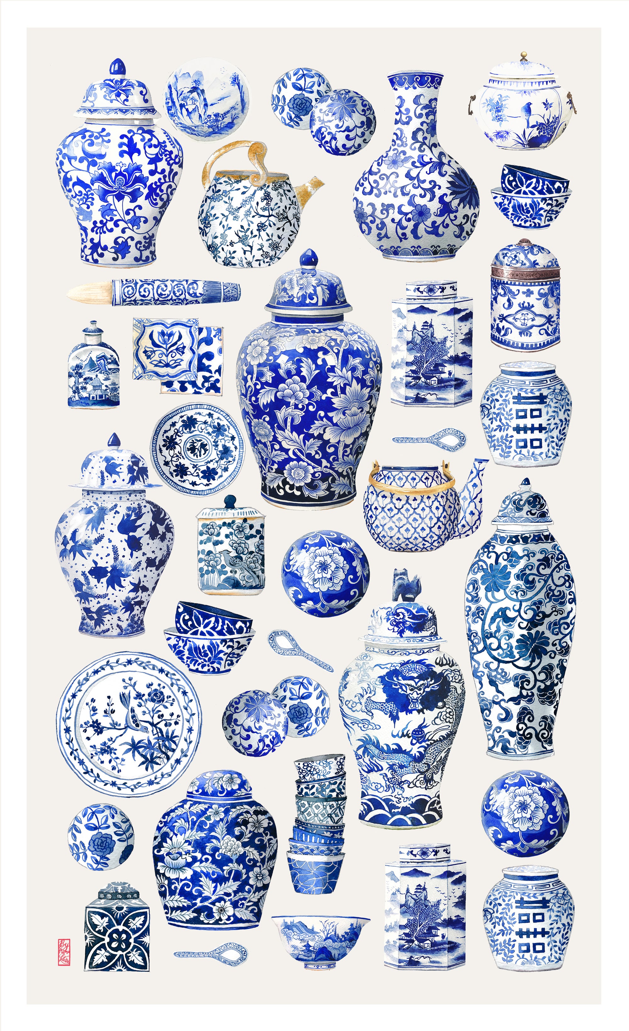 Blue Porcelain Tea Towel