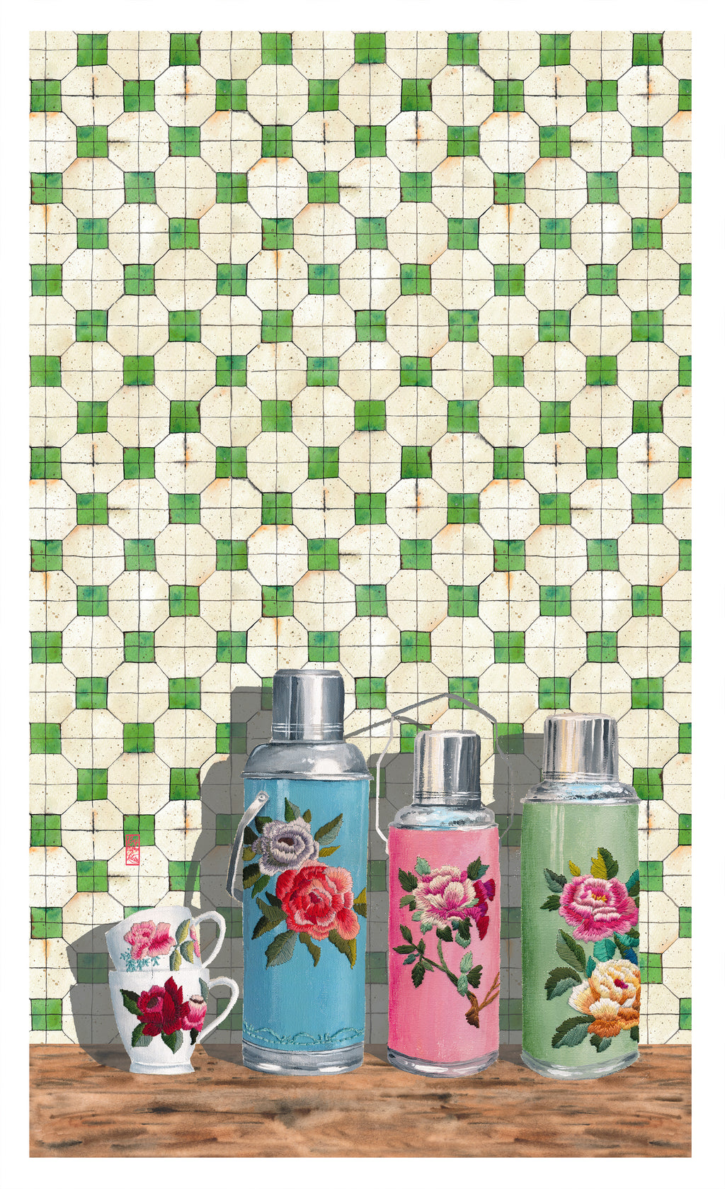 Chinese Flasks Tea Towel