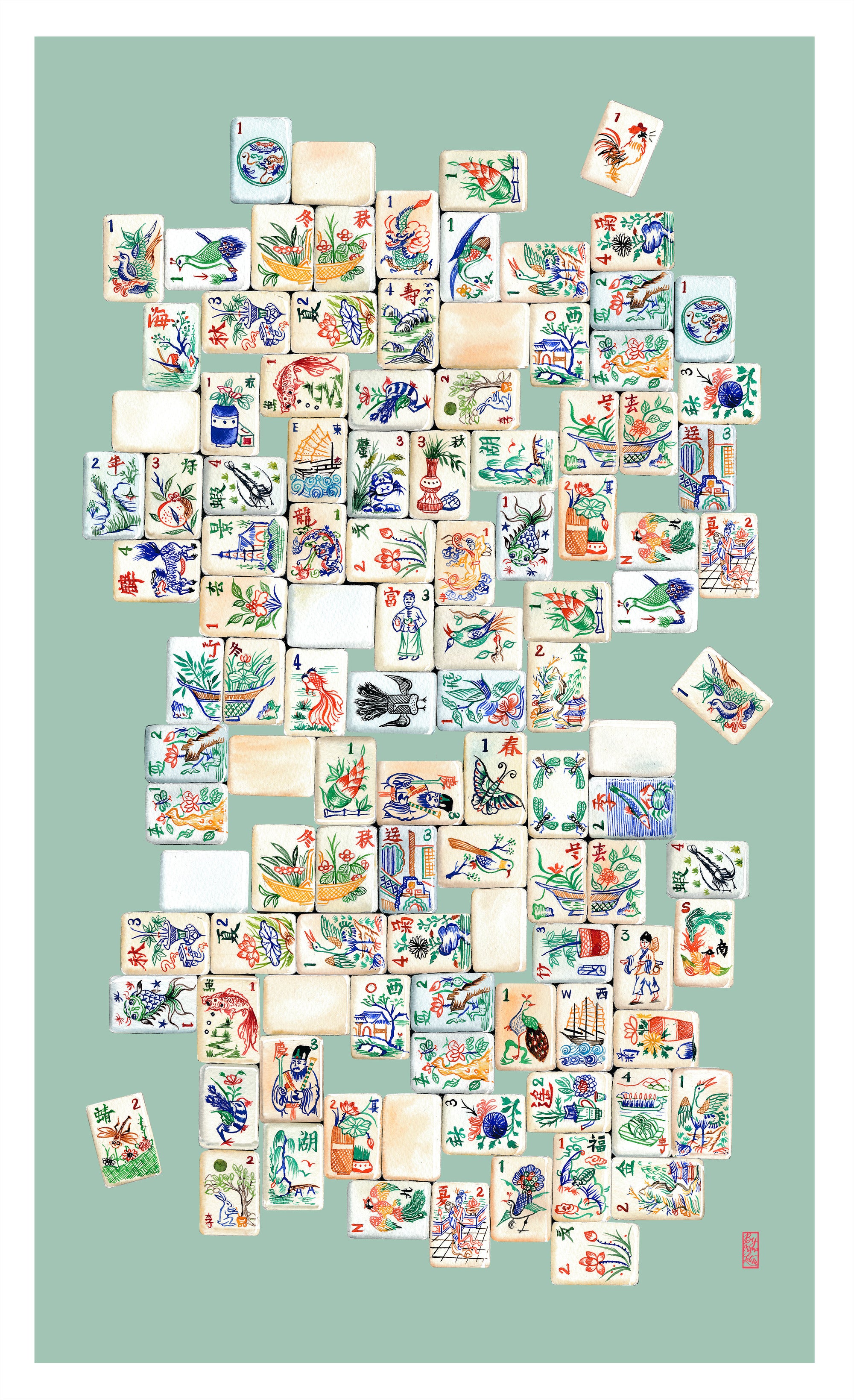 Mahjong Tea Towel