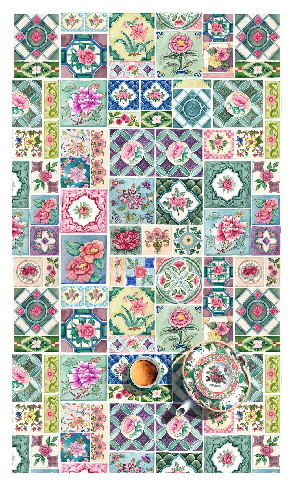 Peranakan Tiles Tea Towel